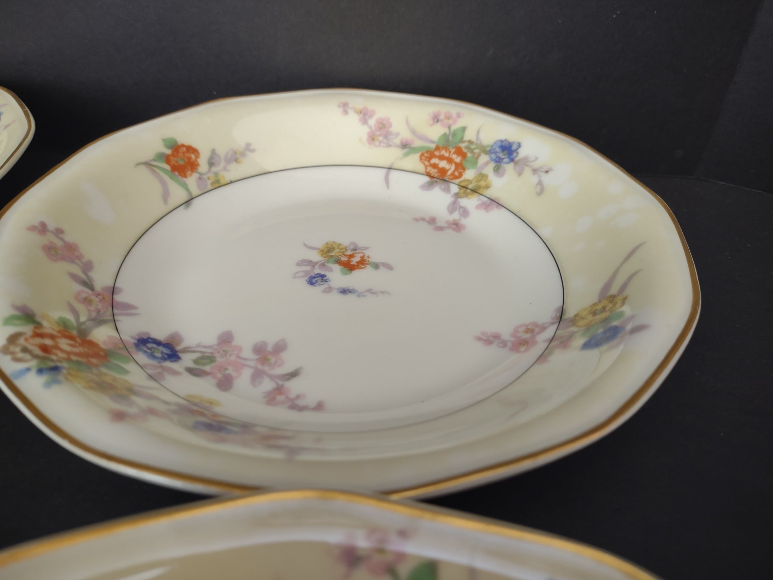 Haviland Limoges Yellow Jewel 6 x Cream Soup Bowl Floral (lot 816)