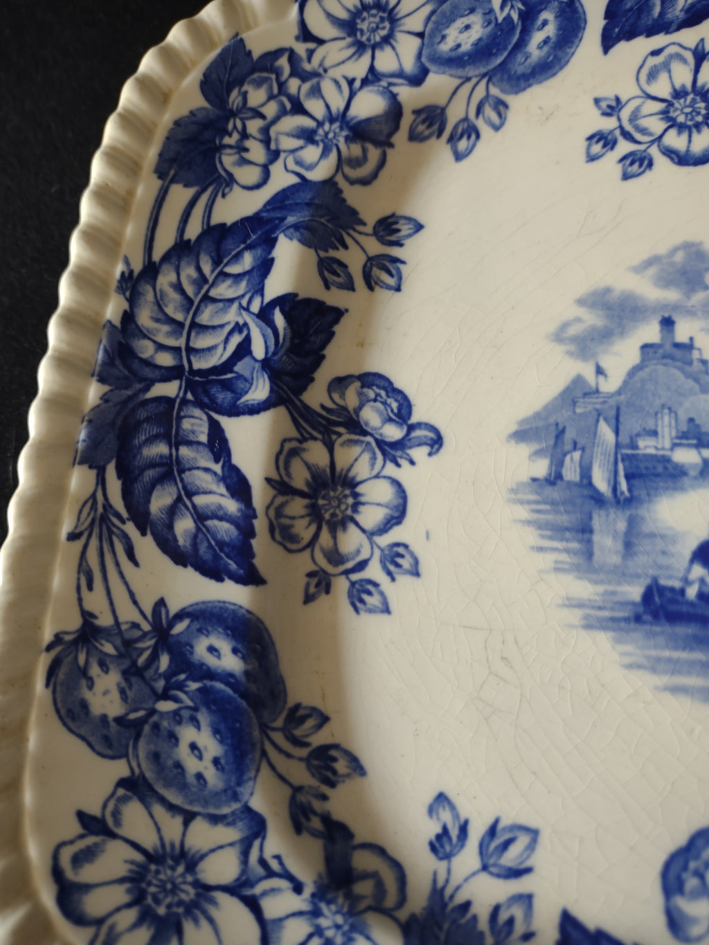 Vintage Copeland Spode Plate Old Salem Blue Earthenware IMPERFECT (Lot 5817)