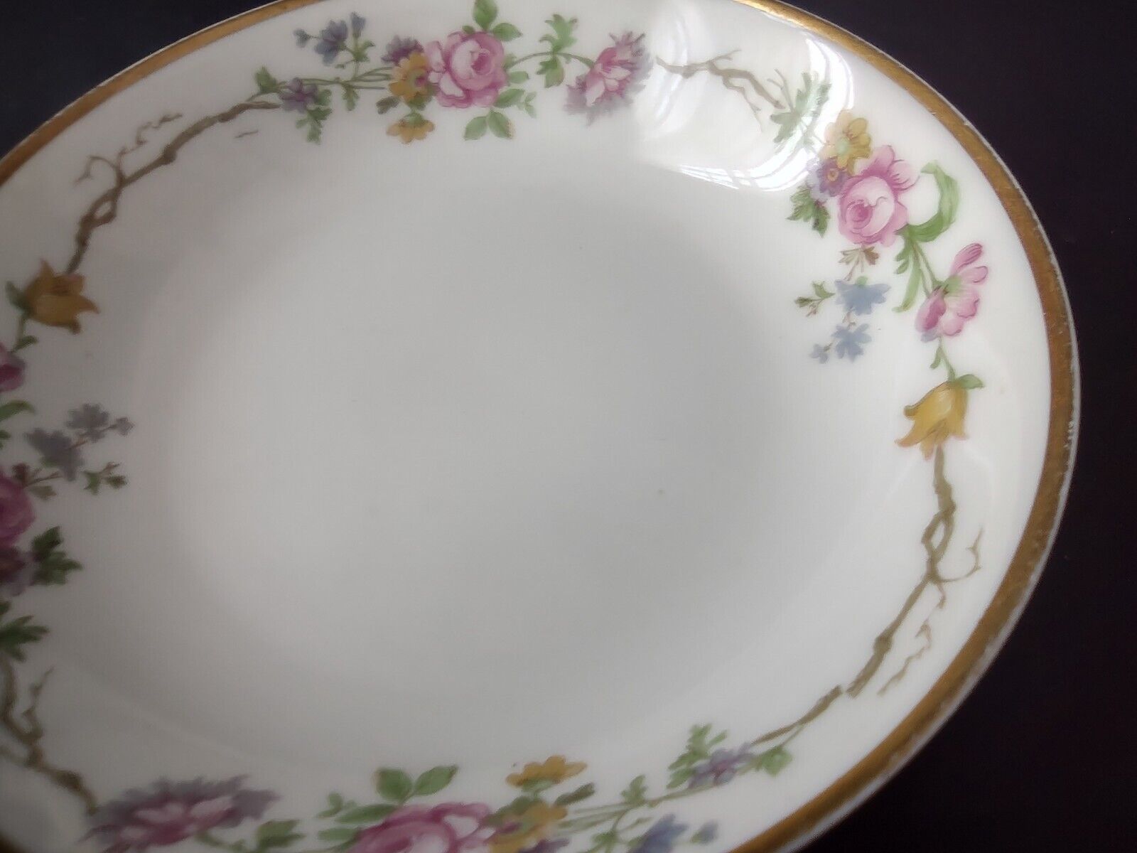 Vintage GDA Limoges Gold Coupe Cranberry Bowl 5" French Chick Cottage (lot 692)