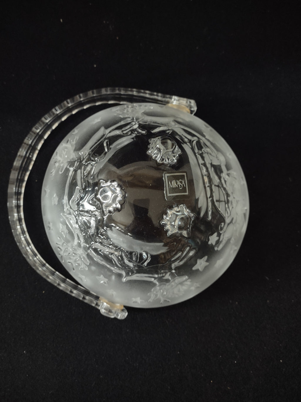 Mikasa Silent Night Crystal Basket Detachable Handle Santa Sleigh (Lot 3633)