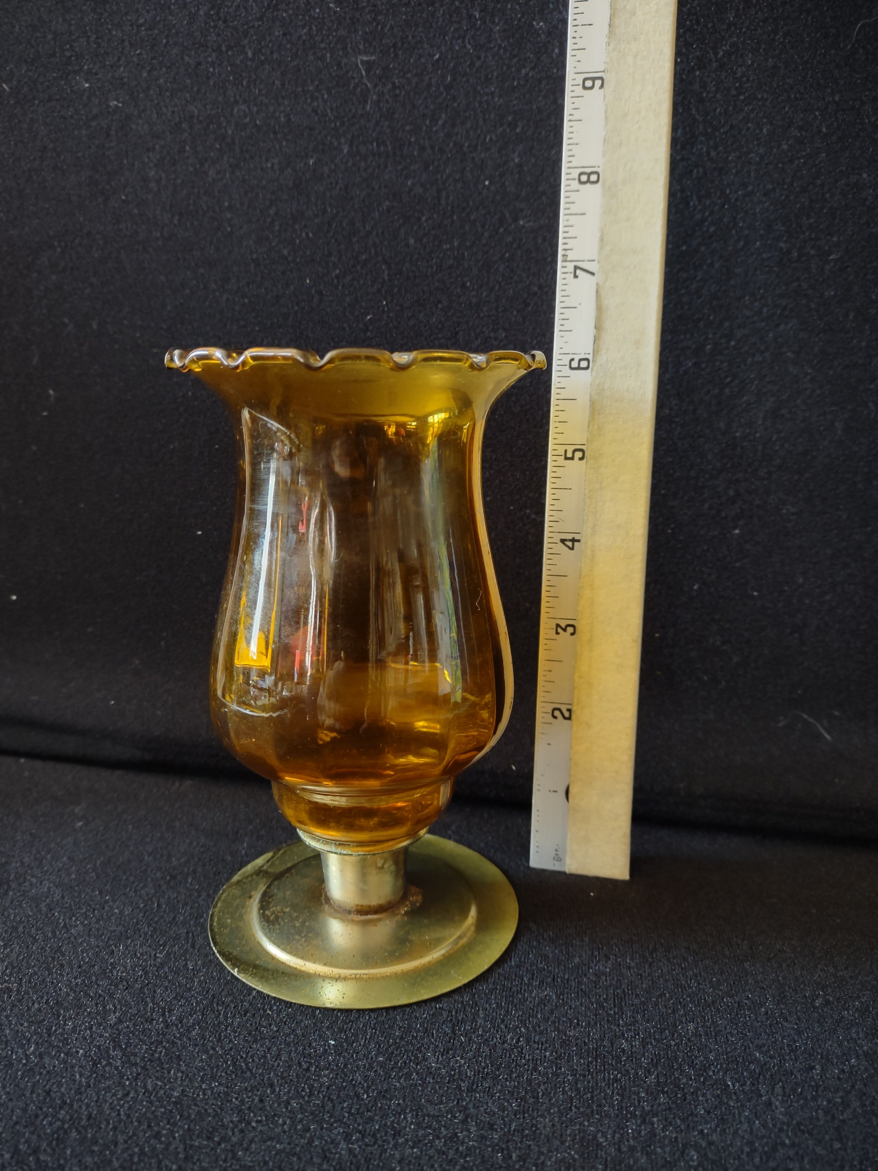 Vintage Homco Home Interiors Amber Votive Candle Holder 6" (lot 5397)