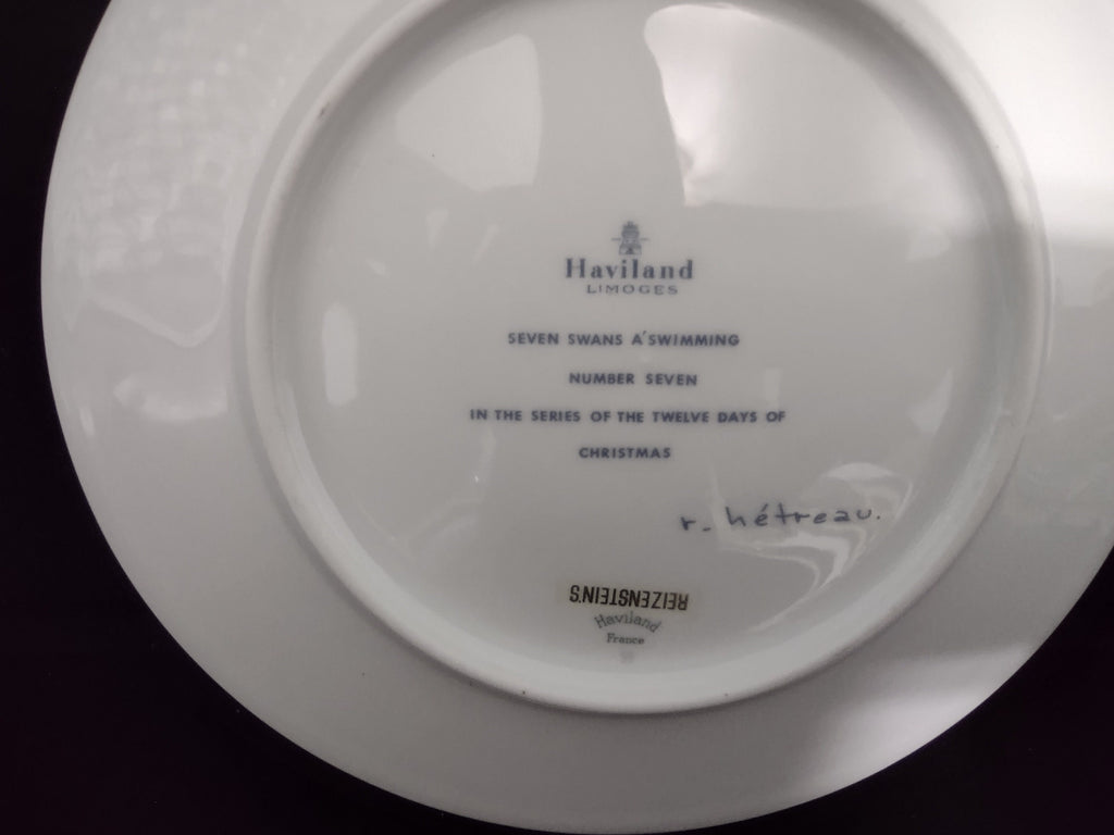Vintage Haviland Limoges France Hetreau Christmas Plate "Seven Swans A'swimming" 1976 # 131