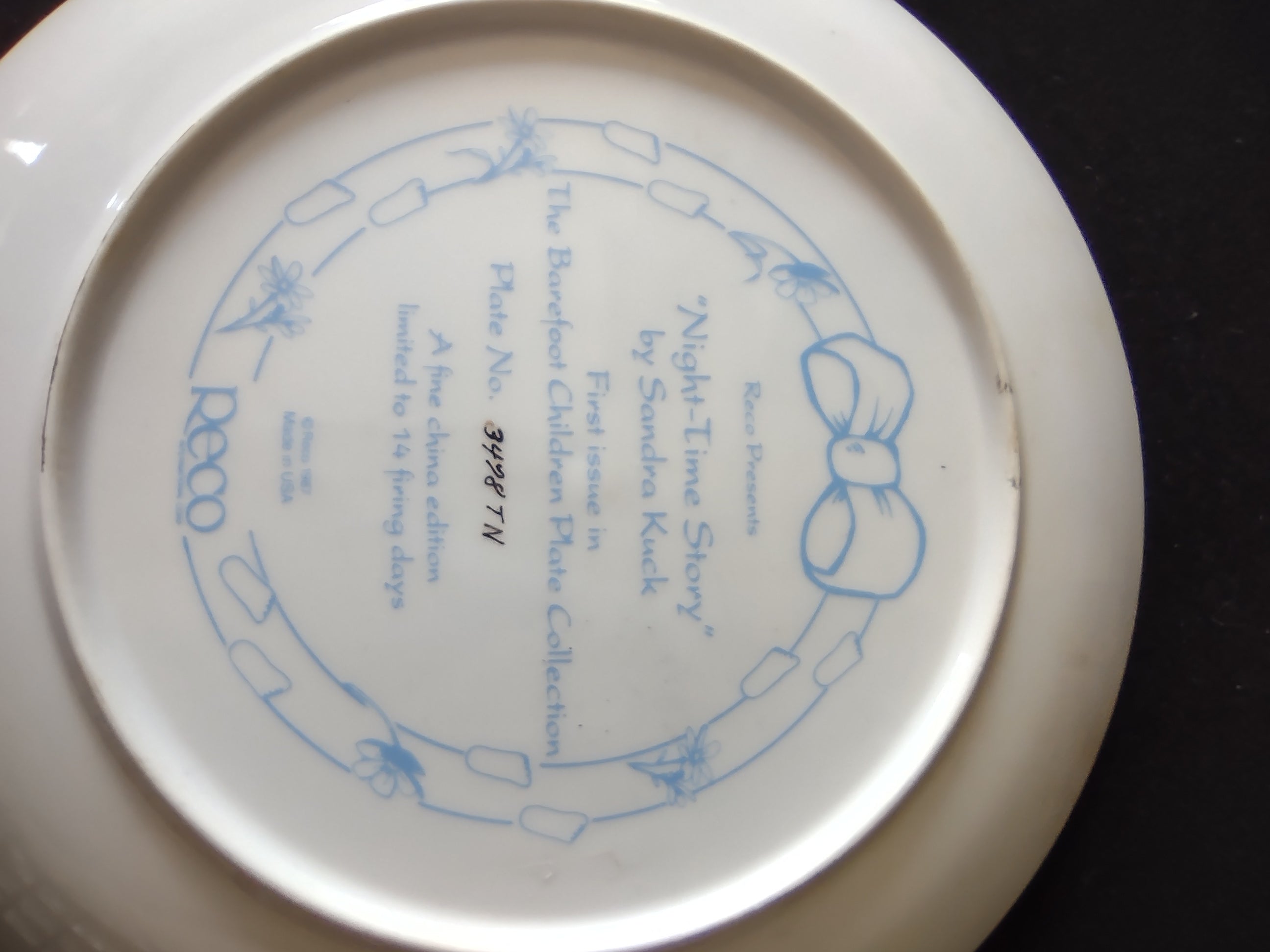 Vintage Barefoot Children Collector Plate 1st Issue Night-Time Story (Lot 5185)