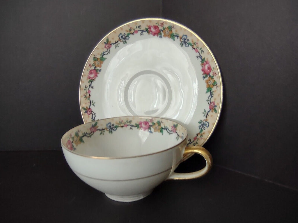 Ahrenfeldt Reizenstein Limoges Rose Gold Trim Bouillon Cup & Saucer (lot 710)