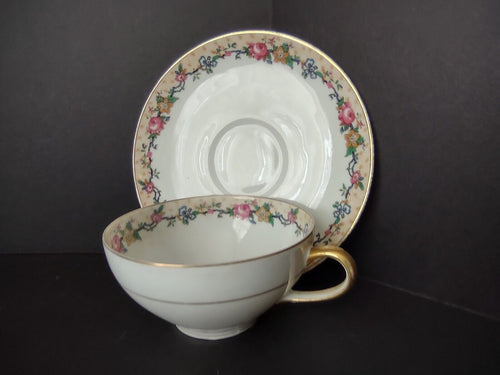 Ahrenfeldt Reizenstein Limoges Rose Gold Trim Bouillon Cup & Saucer (lot 710)