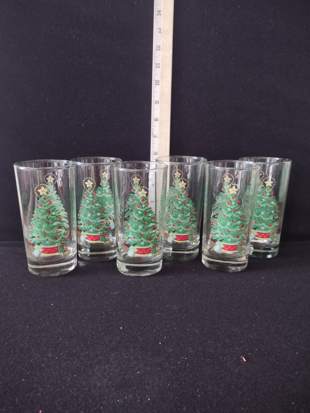 Vintage Home Interiors Christmas Tree Tumblers Gifts Star Set Of 6 (Lot4213)