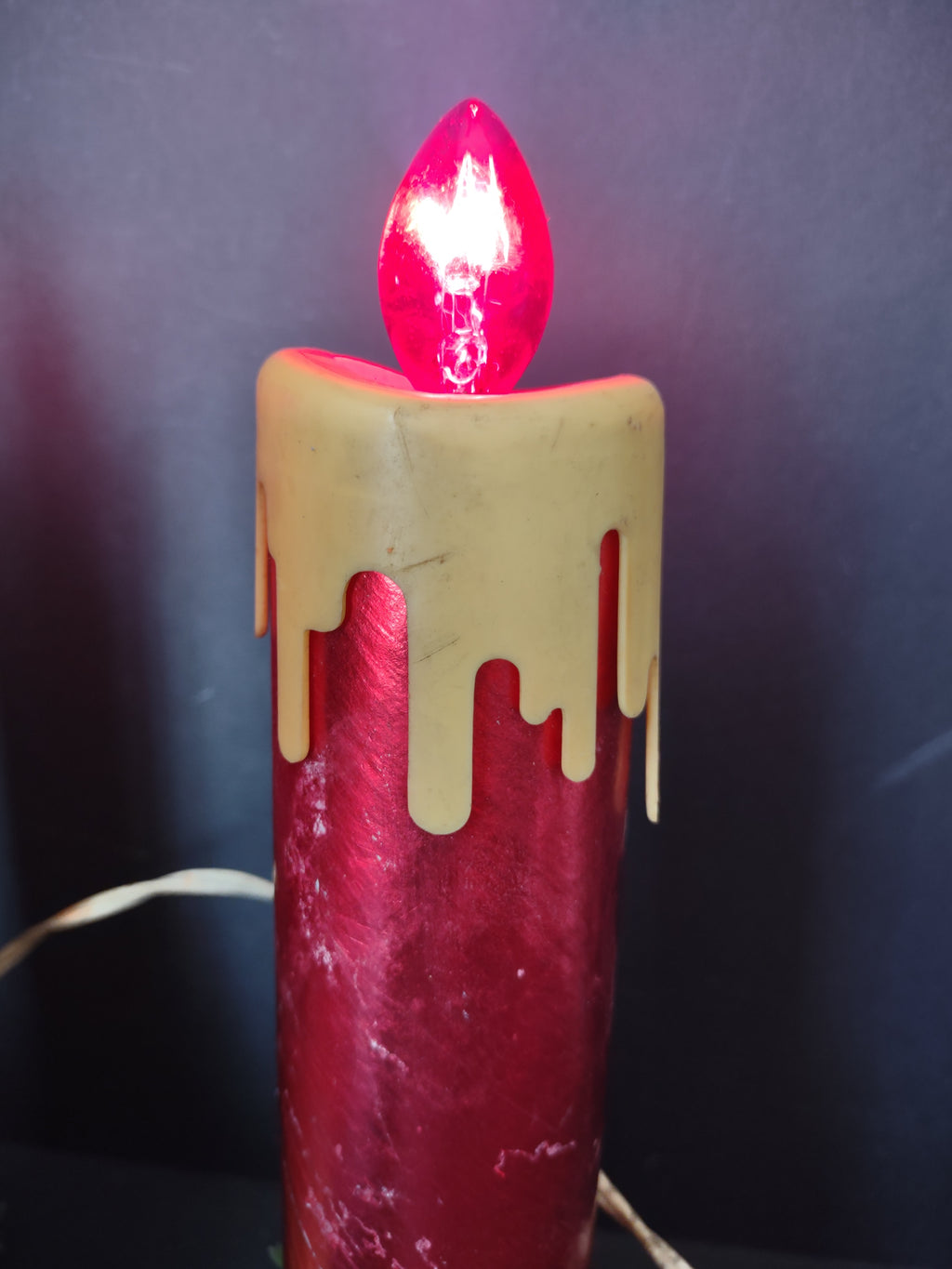 Vintage MCM 12" Red Foil Christmas Pillar Candle Electric (lot 3052j)