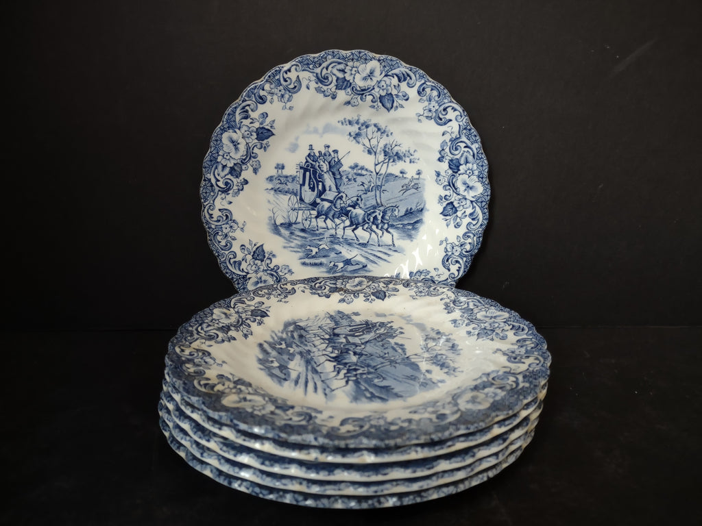 Vintage Ironstone Coaching Scenes Johnson Bros Bread Plate x 6 (lot 5564)