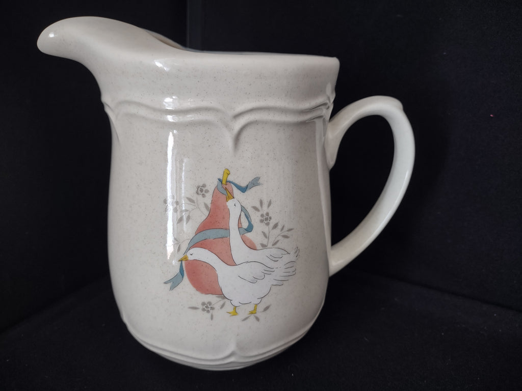 Vintage Ceramic Marmalade Pitcher Geese Duck Pear Ribbon Ice Lip (lot 2818c)