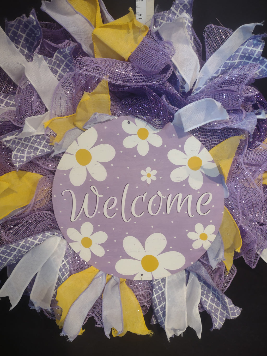 Spring Easter Welcome Wreath Ribbon Mesh (lot 1397)