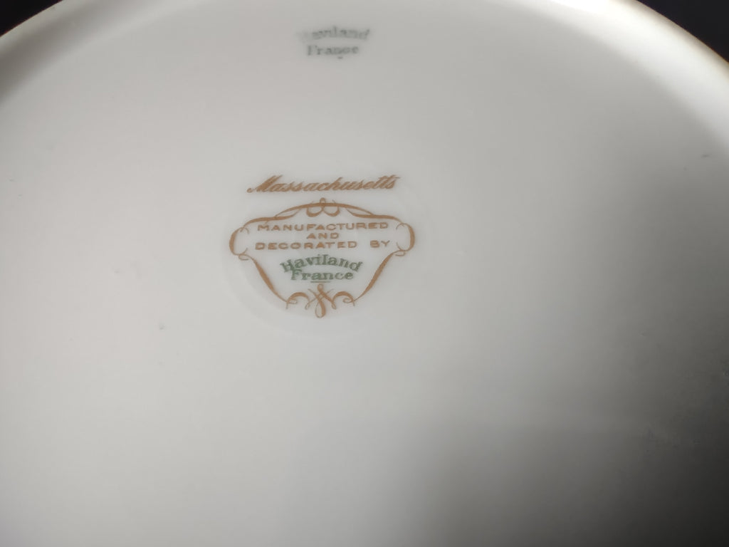 Haviland Limoges Massachusetts Cream Soup Plate Blue Floral (lot 932)