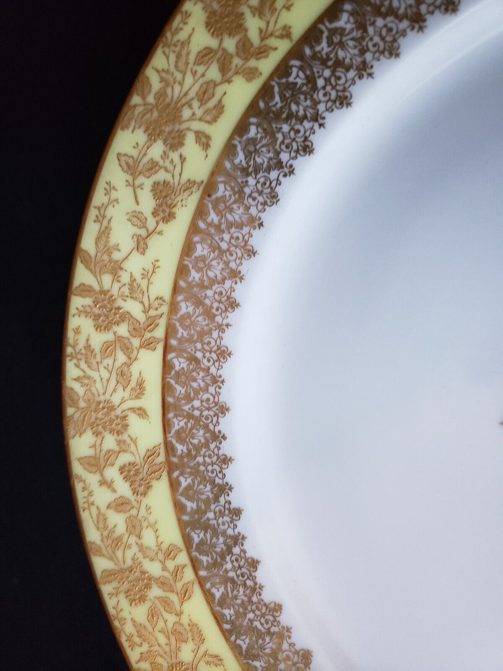 GDA Limoges France Salad/Luncheon Plate Yellow Raised Gold Snowflake (lot 650)