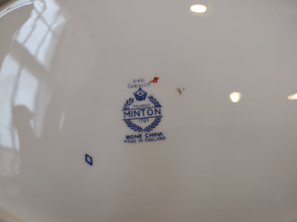 Vintage Minton Bone China Cheviot Blue Serving Platter 12"x9" (lot 5433)