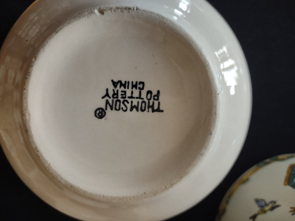 Vintage Thomson Pottery Birdhouse Soup Bowl Cup X 3 (Lot 2911)