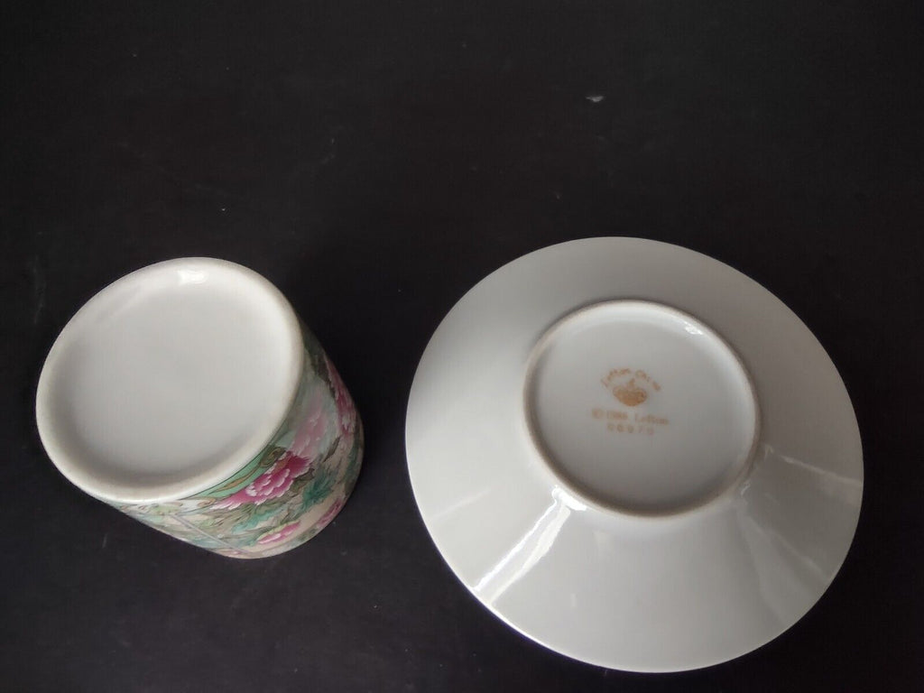 Vintage Demitasse Cup Lefton Pink Peony Flower (lot 522)
