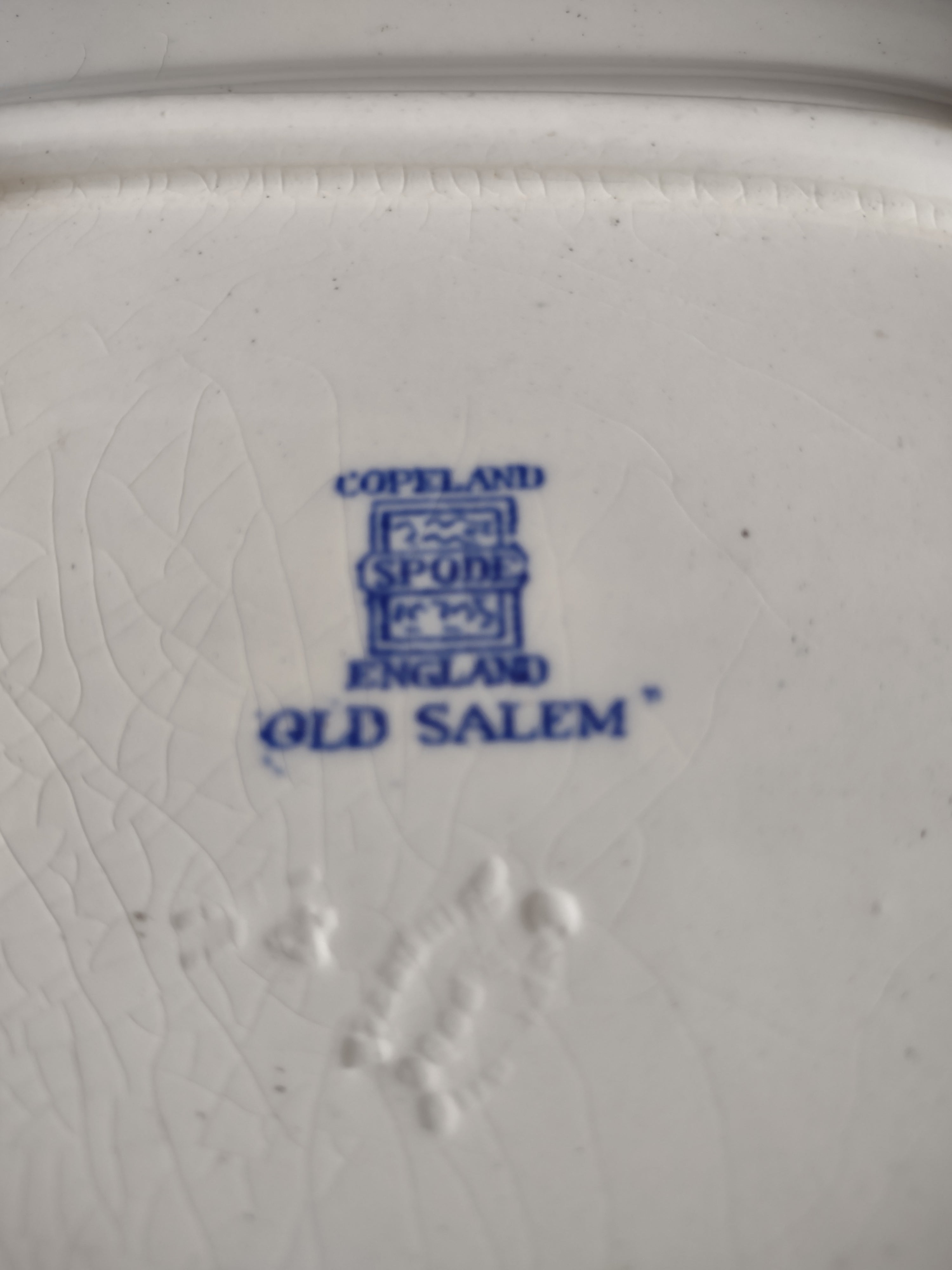 Vintage Copeland Spode Plate Old Salem Blue Earthenware IMPERFECT (Lot 5817)