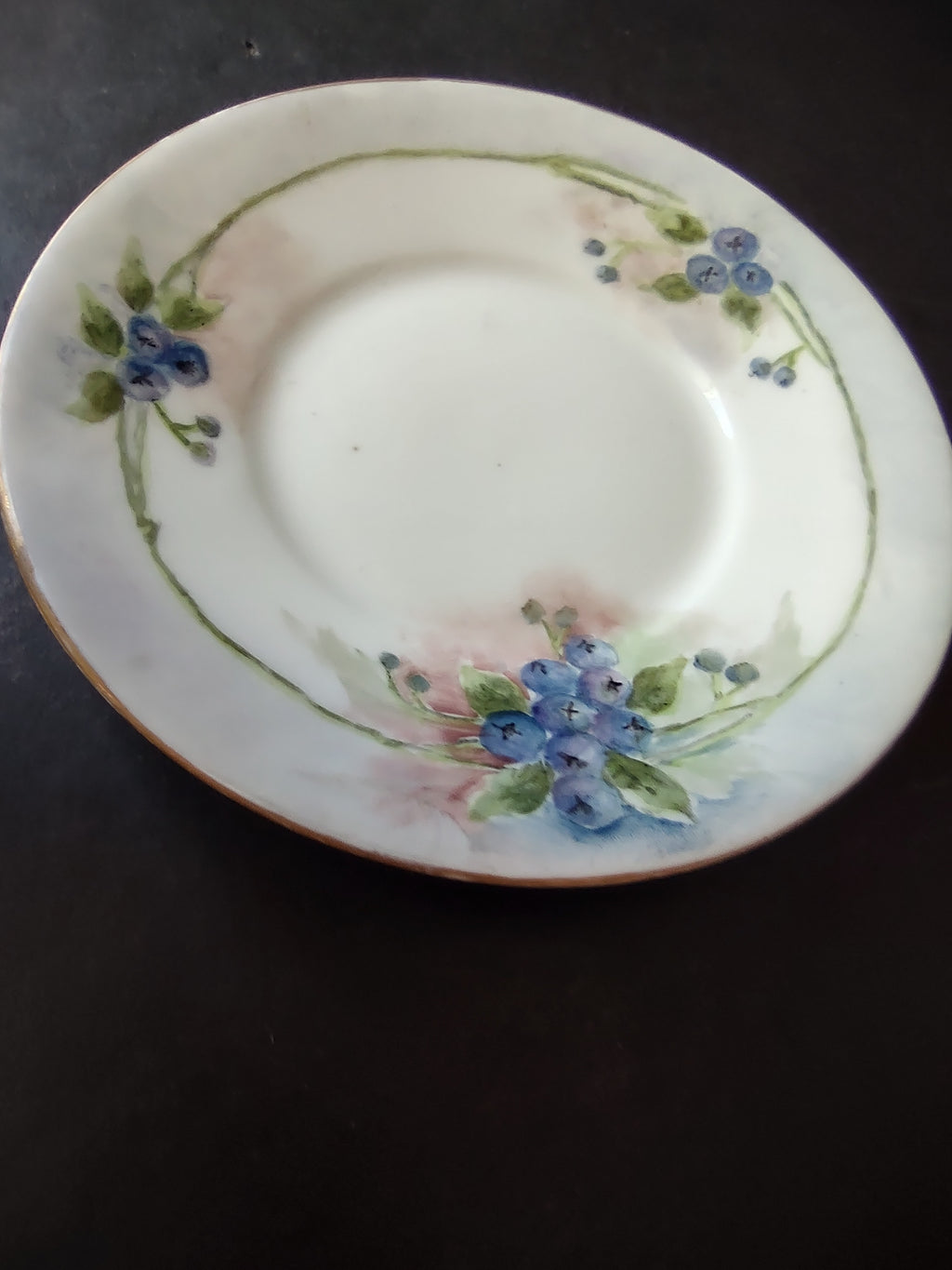 TV Limoges French Cottage Shabby Chic Small Plate 5-1/4" Blue Berries (lot 1121)