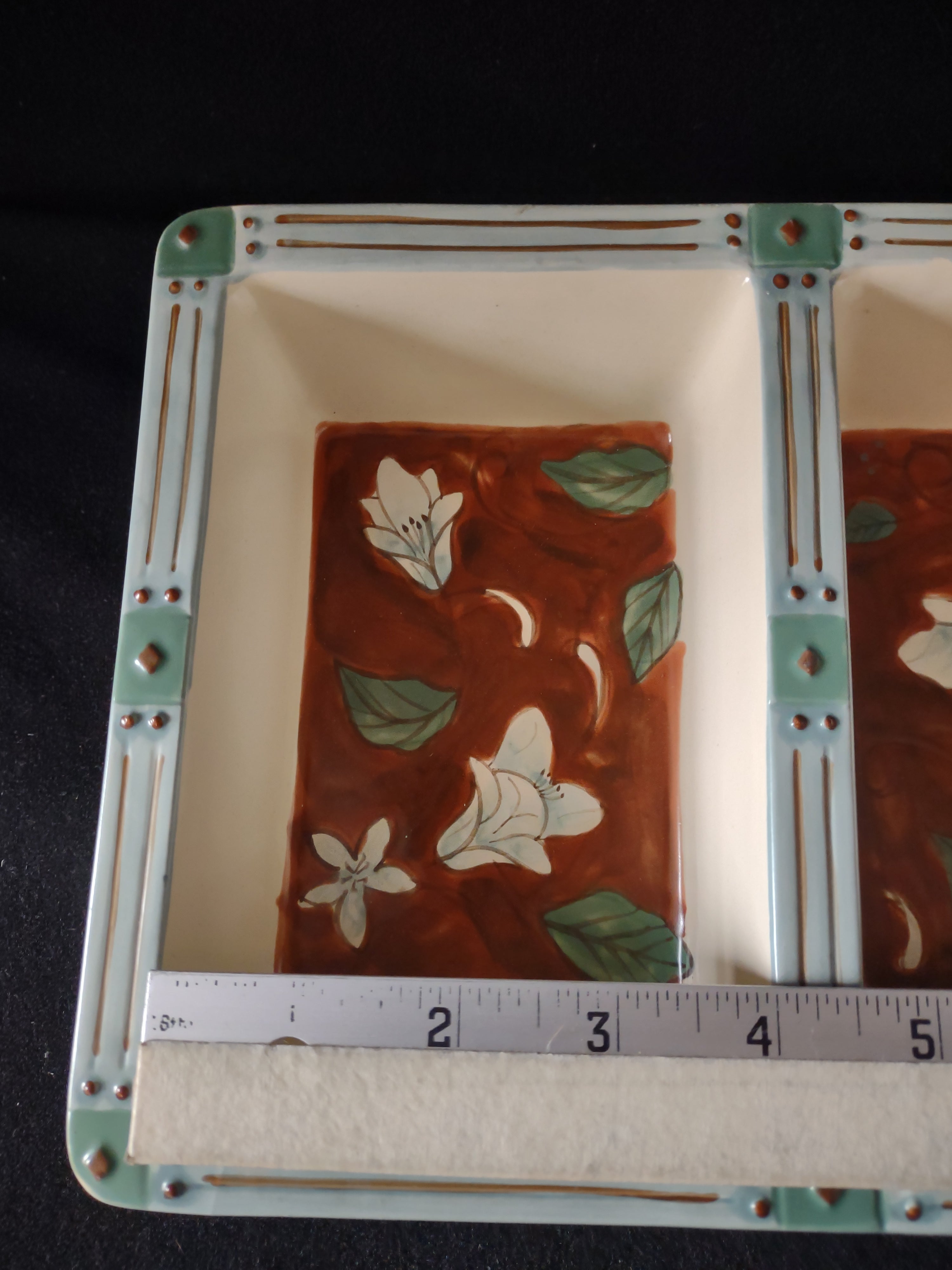 Vintage Pfaltzgraff Mission Flower 3 Divided Rectangular Serving Dish (Lot 5291)