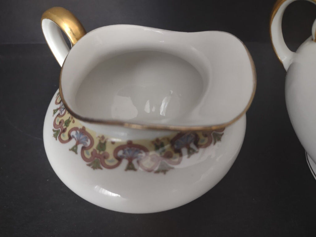 Wm Guerin France Limoges Set Creamer Sugar Bowl Gold Trim (lot 534)