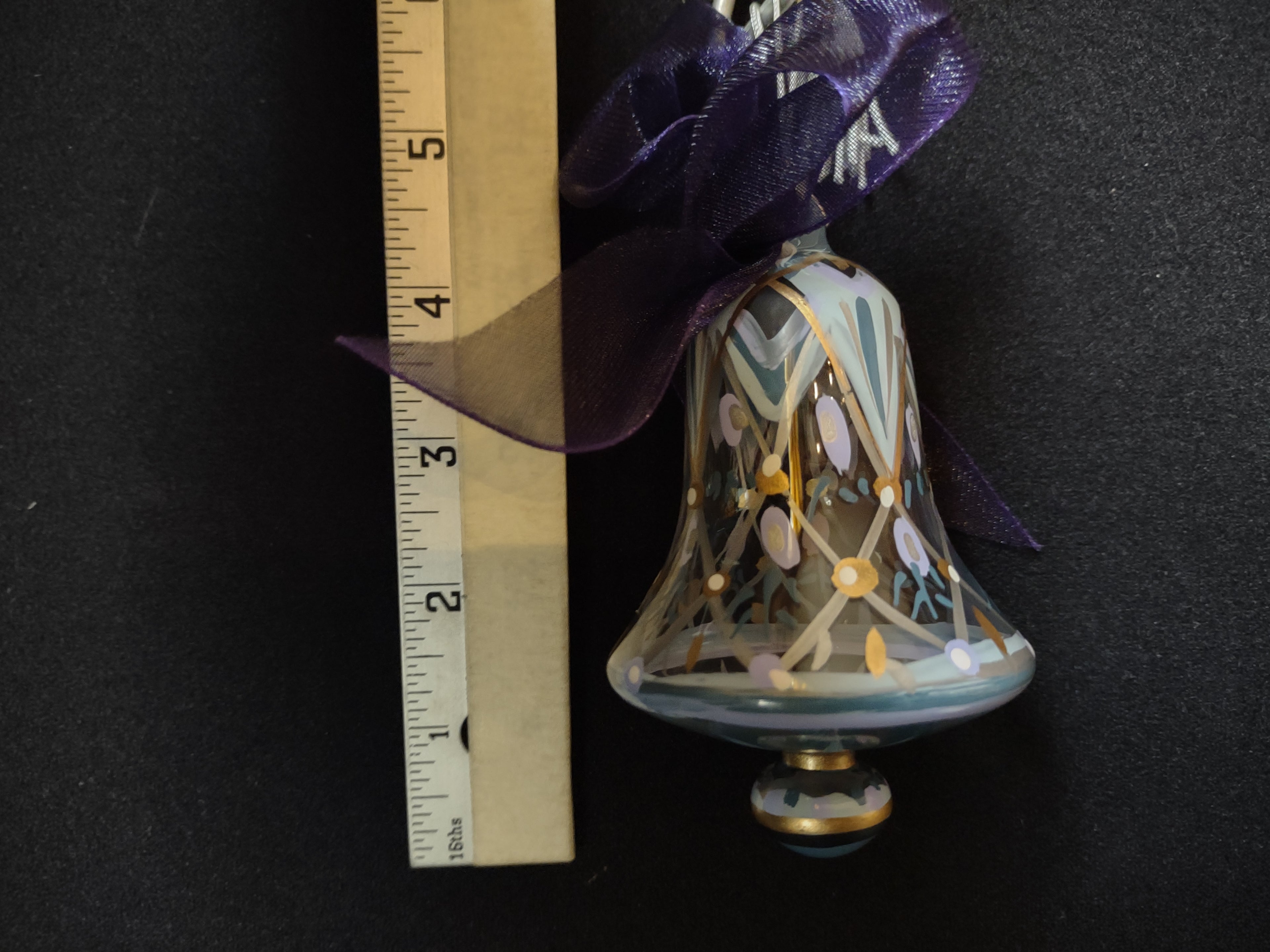 Set of 2 Hand Painted Gems Ornaments Christmas Lenox Green Purple (lot 1634)