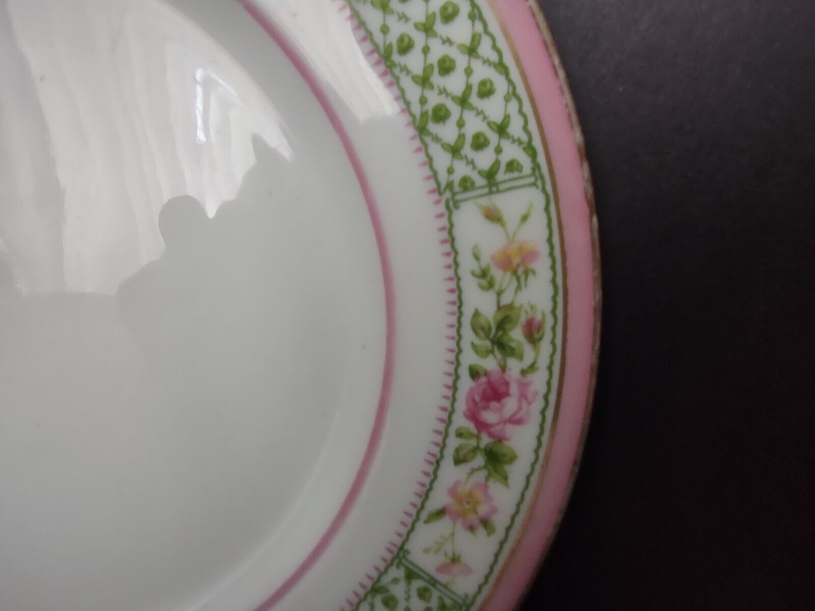 Depose France Bailey Banks Biddle Bread Butter Plate 6-1/4" Pink Green (lot 741)