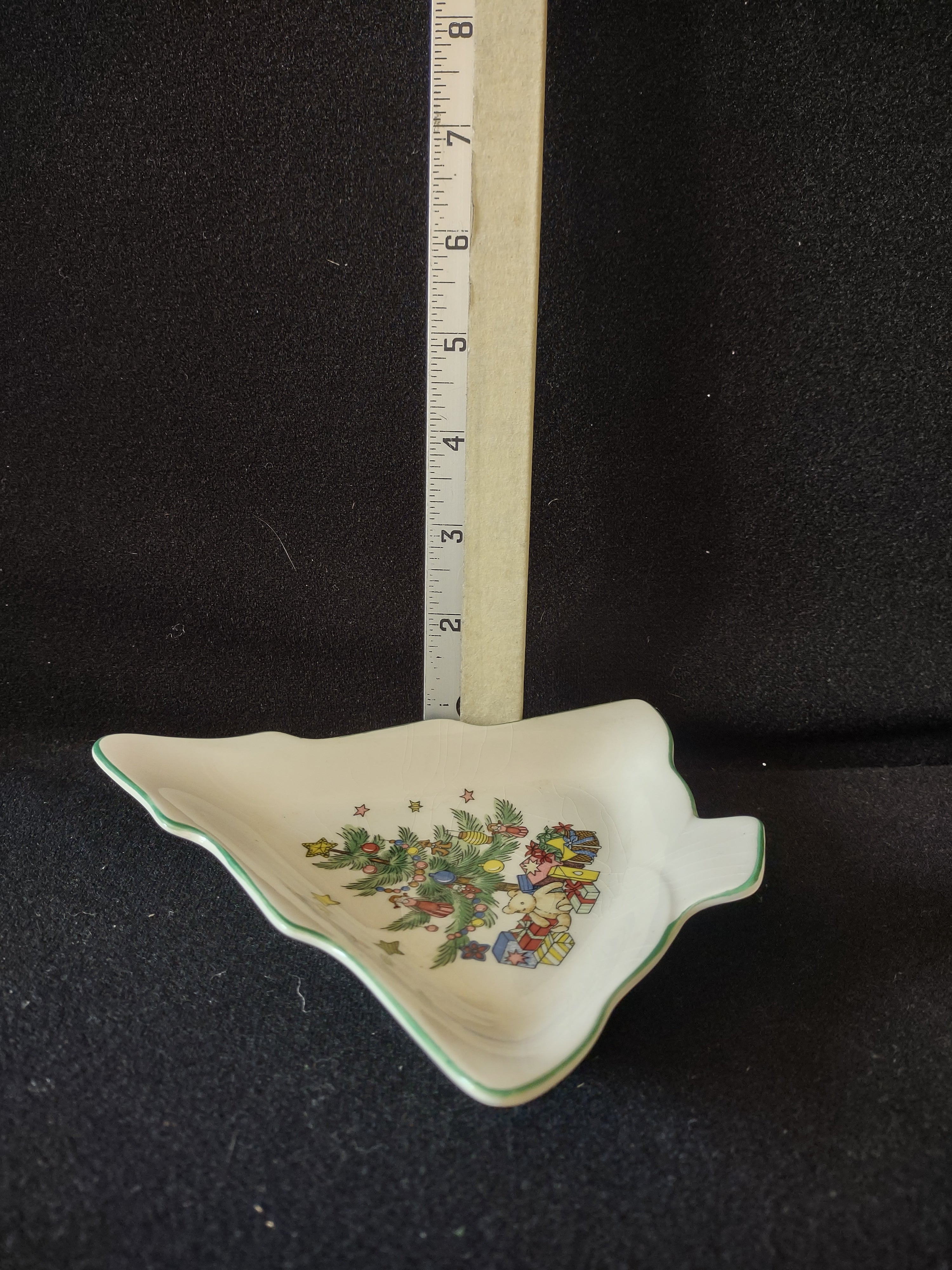 Vintage Nikko Japan Small Candy Dish Christmas Tree x 3 Some CRAZING (Lot 4821)