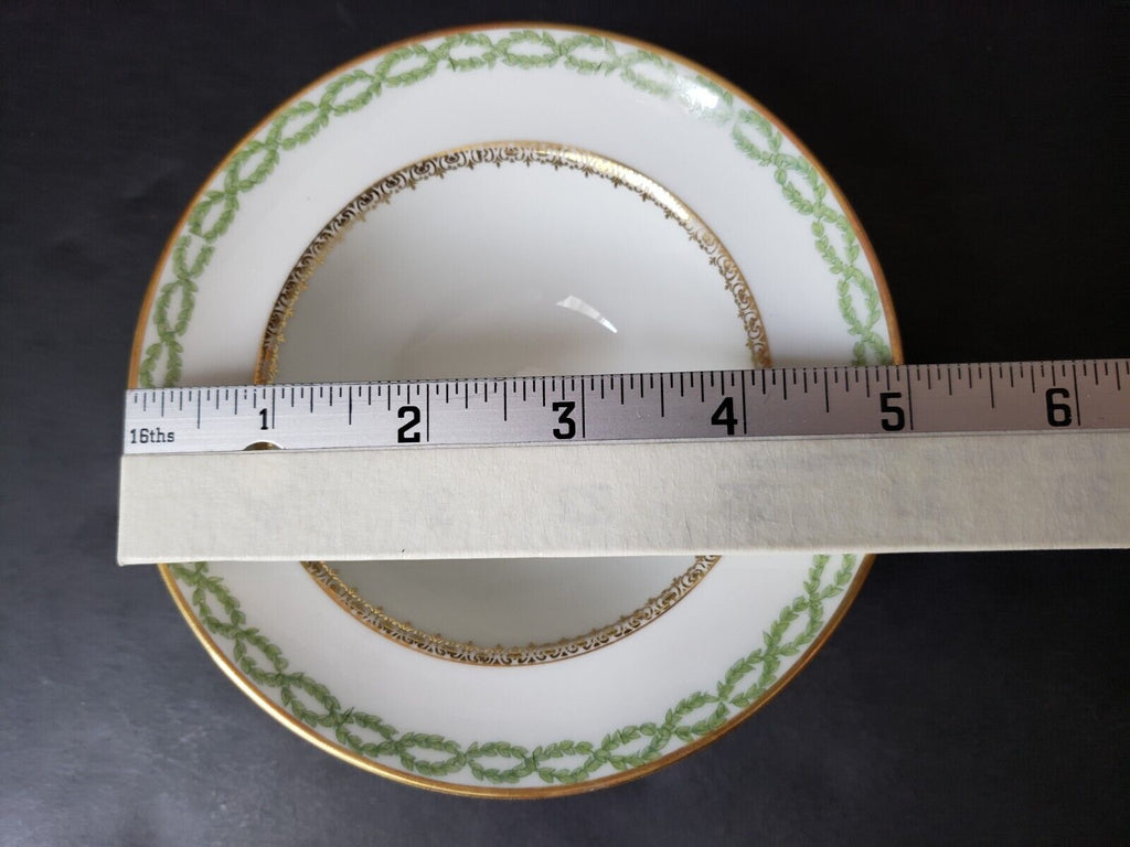 JP Limoges France Gold Trim Green Laurel Tall Bowl 5" (lot 590)