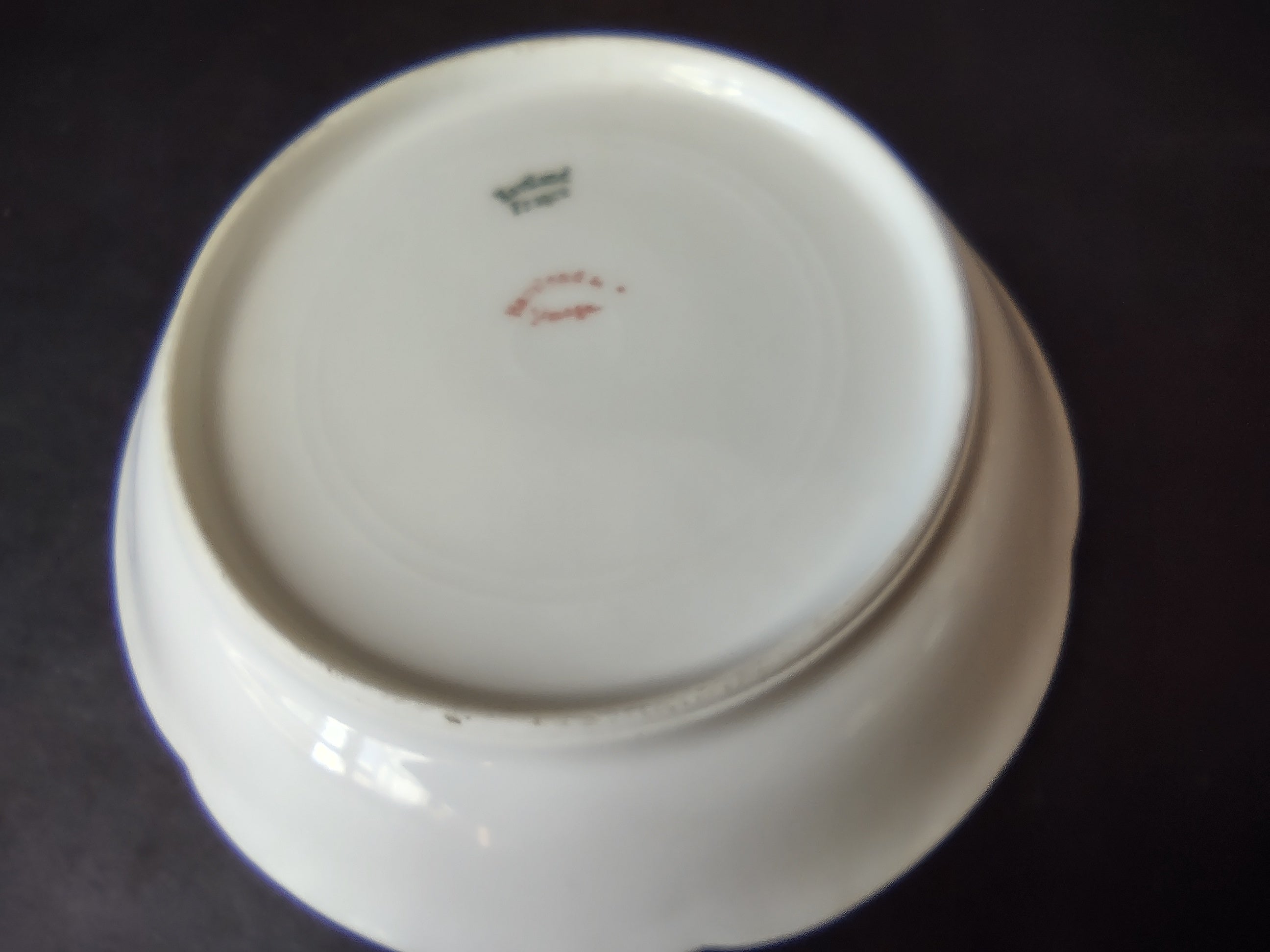 Haviland Limoges French 5" Cranberry Bowl Green Gold Trim (lot 1118)