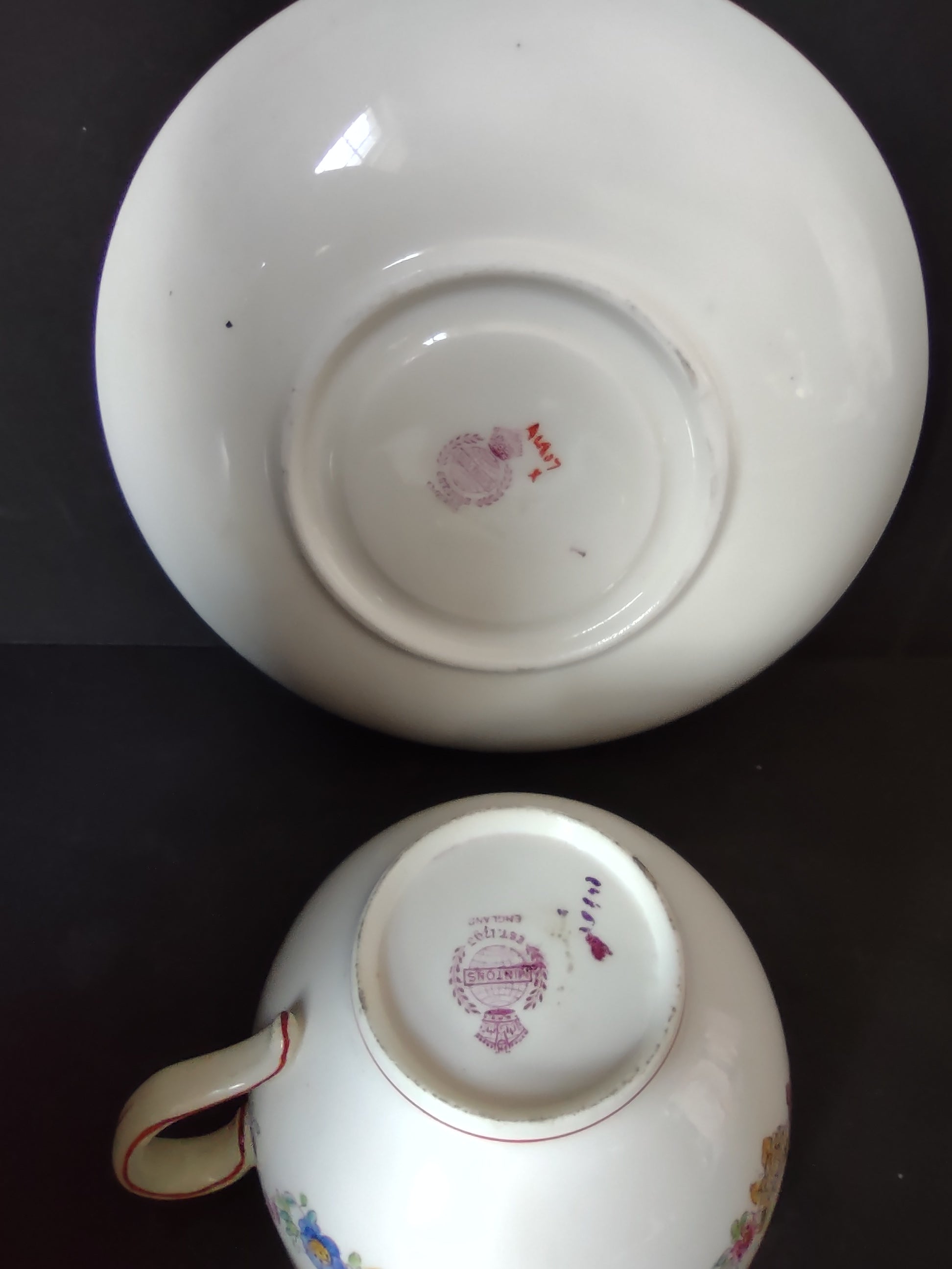 Vintage Minton Rose Garland Swag Teacup with Saucer Bone China England (lot 5477