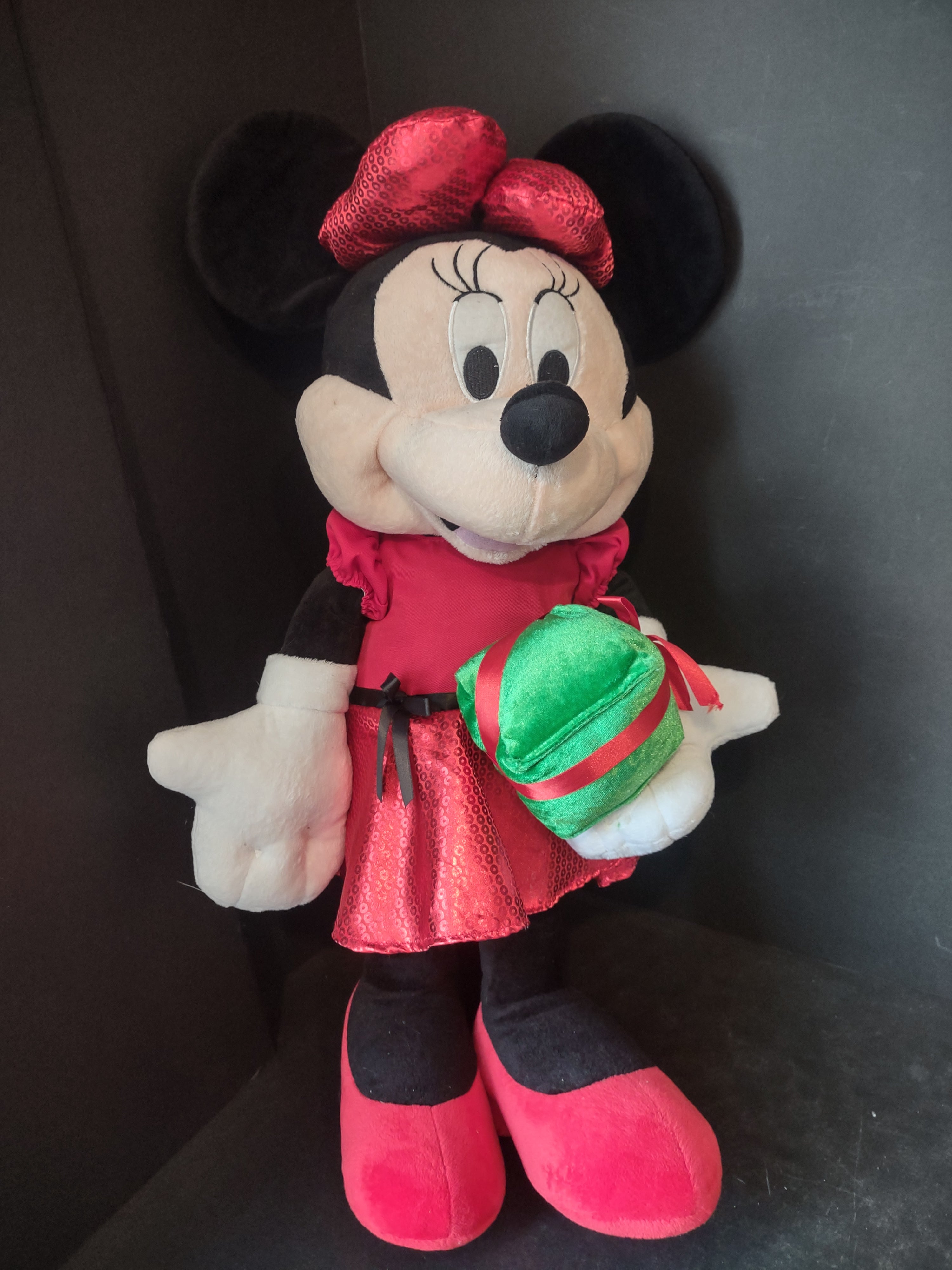 Minnie Mouse Christmas Disney Plush Standing Porch Greeters Gemmy 22" (lot 2604j)