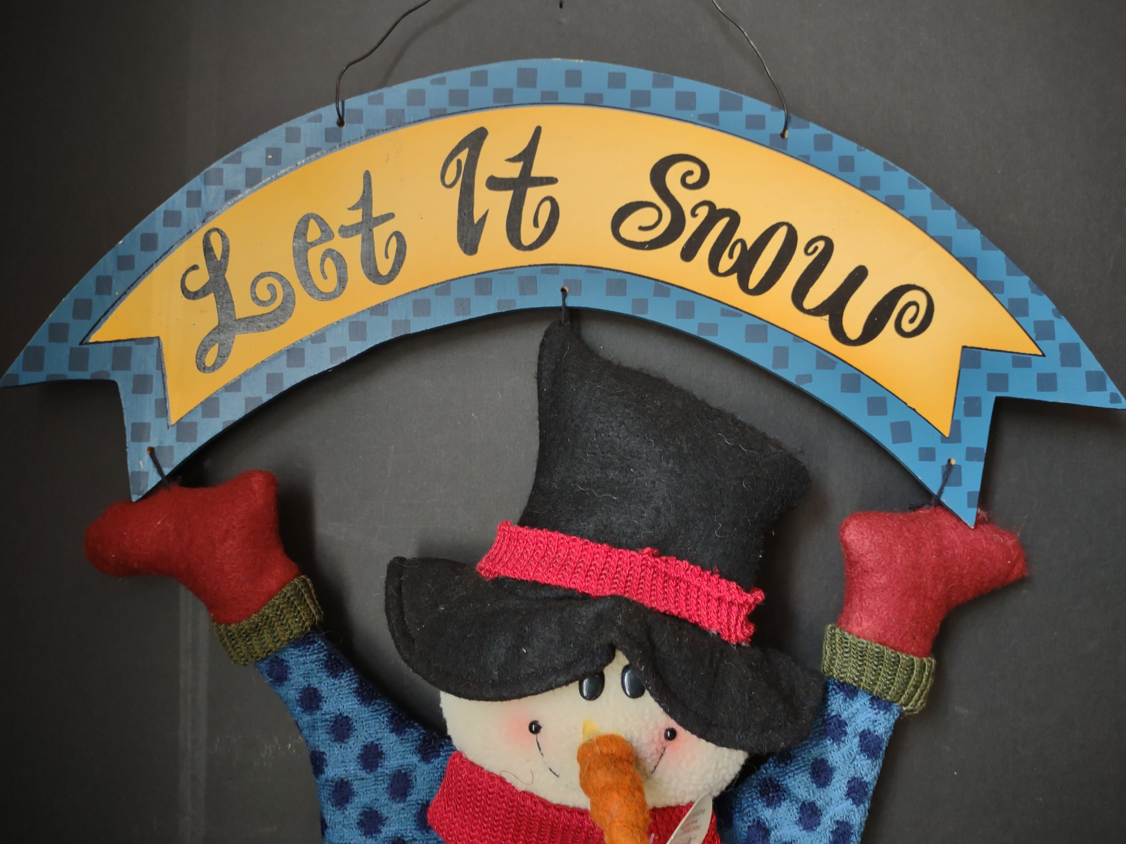 Christmas Let It Snow Snowman Wall Door Sign 28" (lot 3046j)