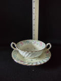 Vintage Minton Printemps Bullion Cup Liner Bone China Floral Gold x2 (Lot 5470)