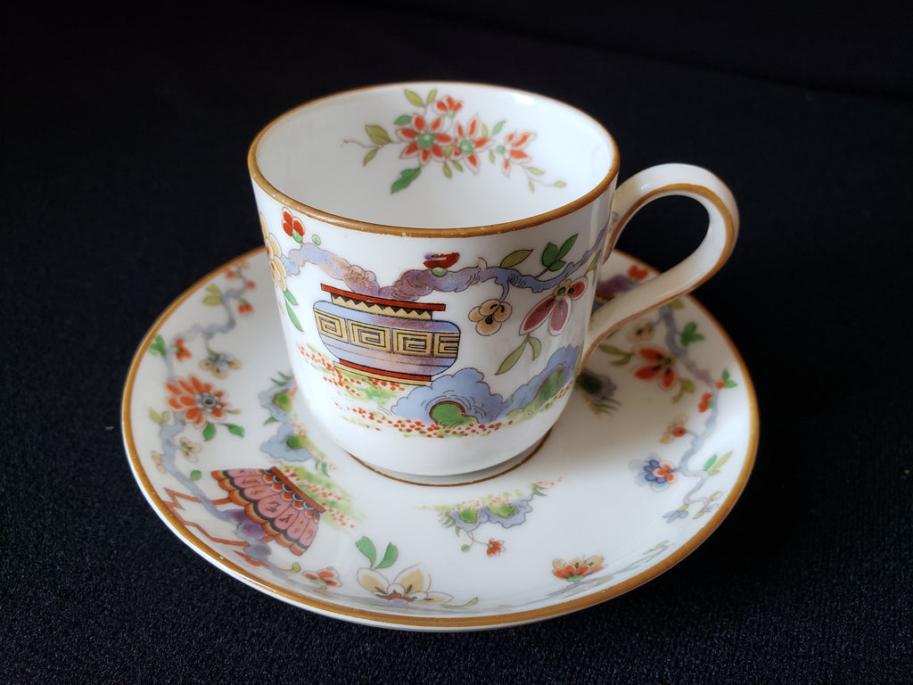Vintage Royal Worcester Higgins Seiter Butterfly Demitasse Cup Saucer (lot 2124)