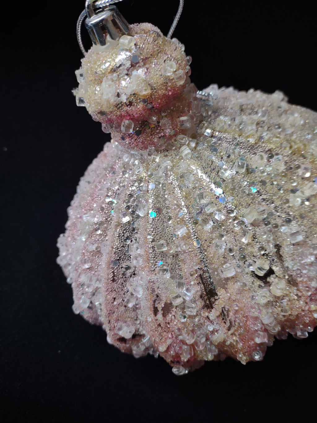 Lot of 3 Christmas Ornaments Pink Gold Sparkly 10" IMPERFECT (lot 1571)