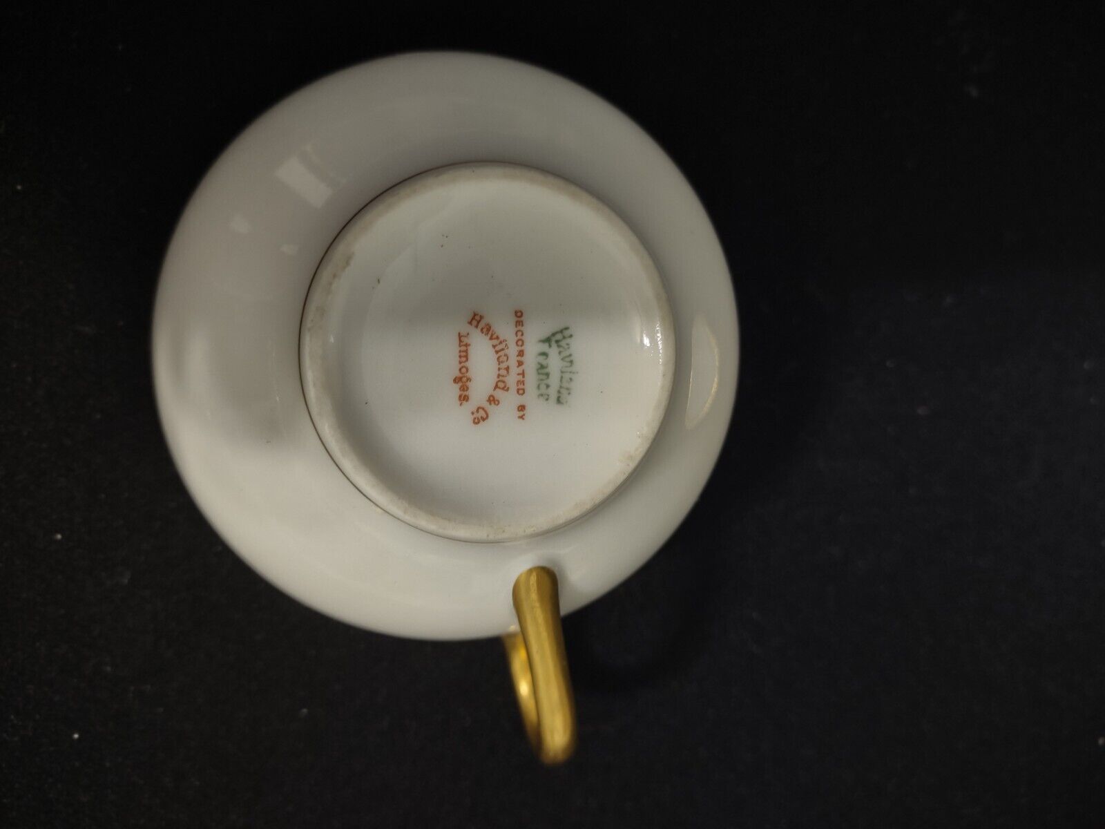 087 Haviland Limoges France Cup and Saucer White & Gold Trim Wellesley S 112