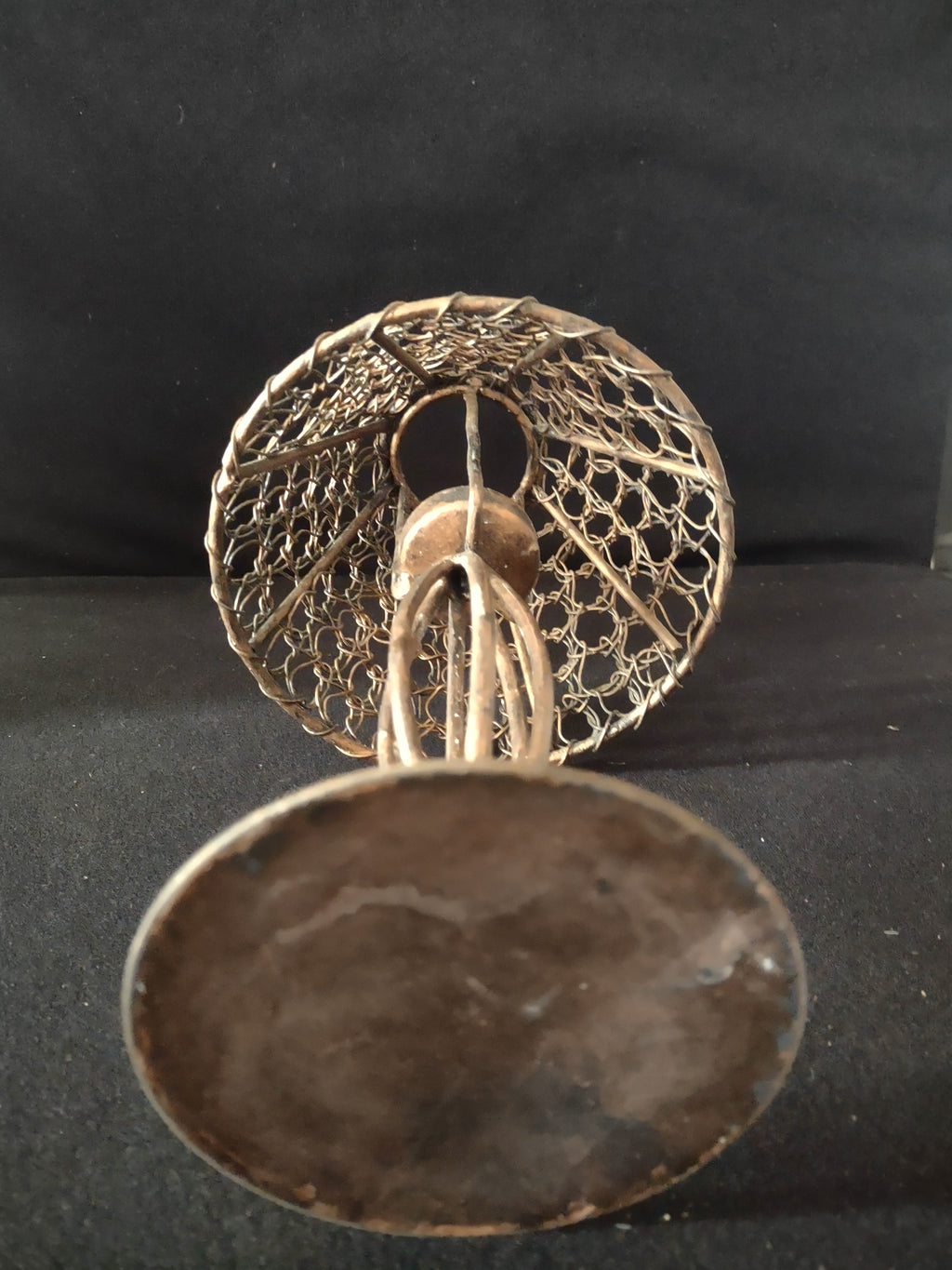 Vintage Rustic Primitive Metal Tea Light 11" Table Top Lamp ( Lot 3631t)