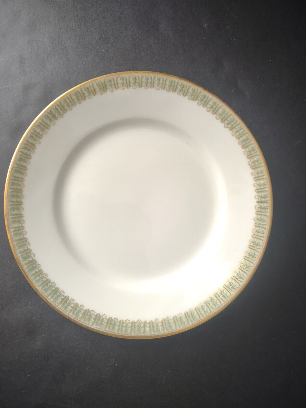 Haviland Limoges France Dessert 7-1/2" Gold Trim Green Gold Design (lot 603)