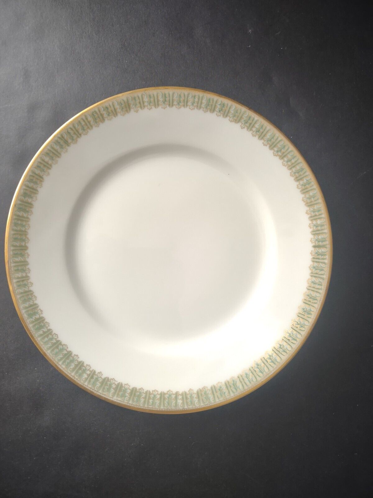 Haviland Limoges France Dessert 7-1/2" Gold Trim Green Gold Design (lot 603)