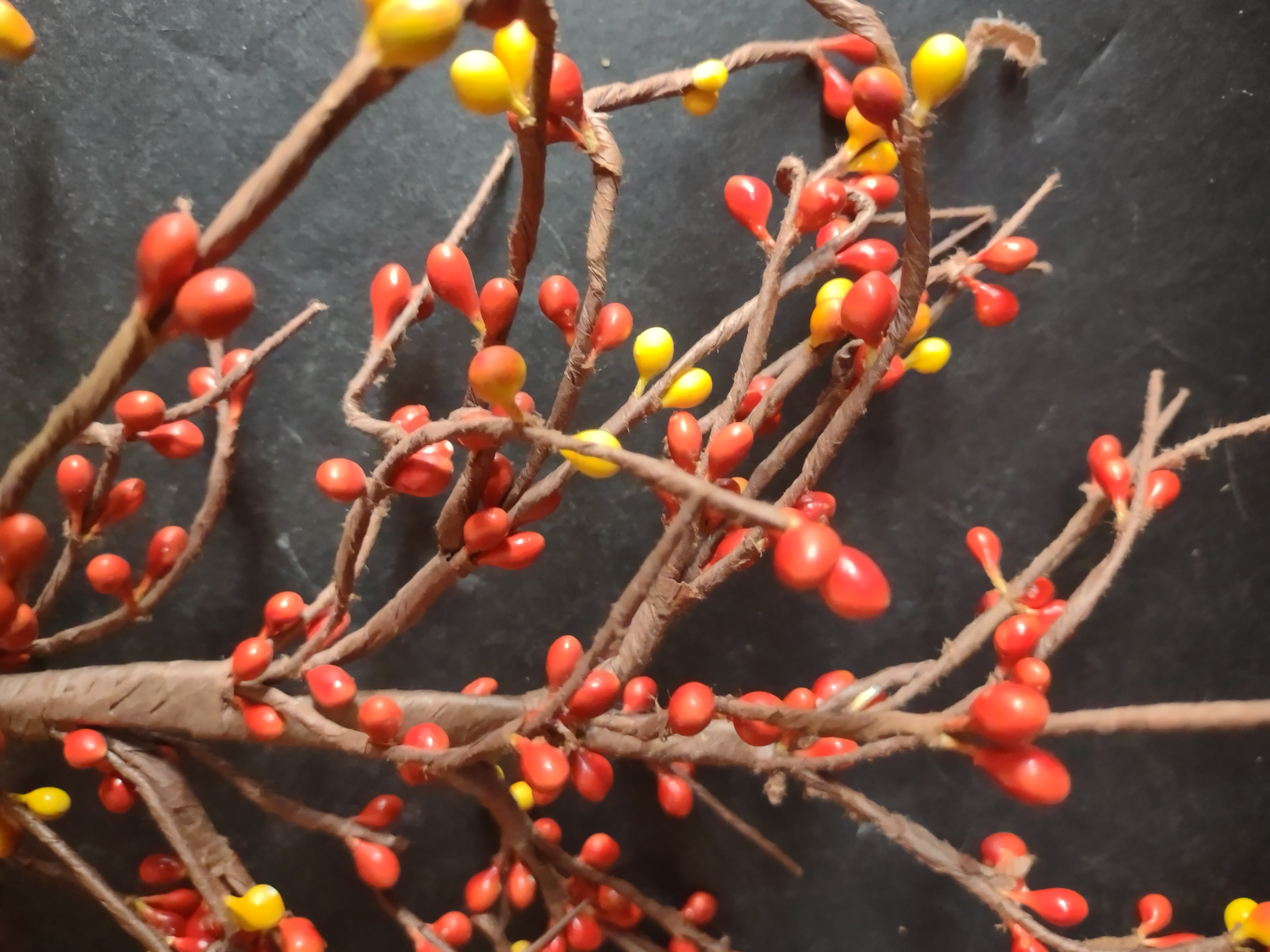 Halloween Thanksgiving Fall Artificial Pip Berry 24" Twig (lot 3112)