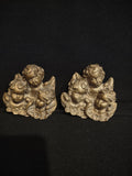 Vintage Set of 2 Brass Wall Hanging Angels 4" (lot 2548)