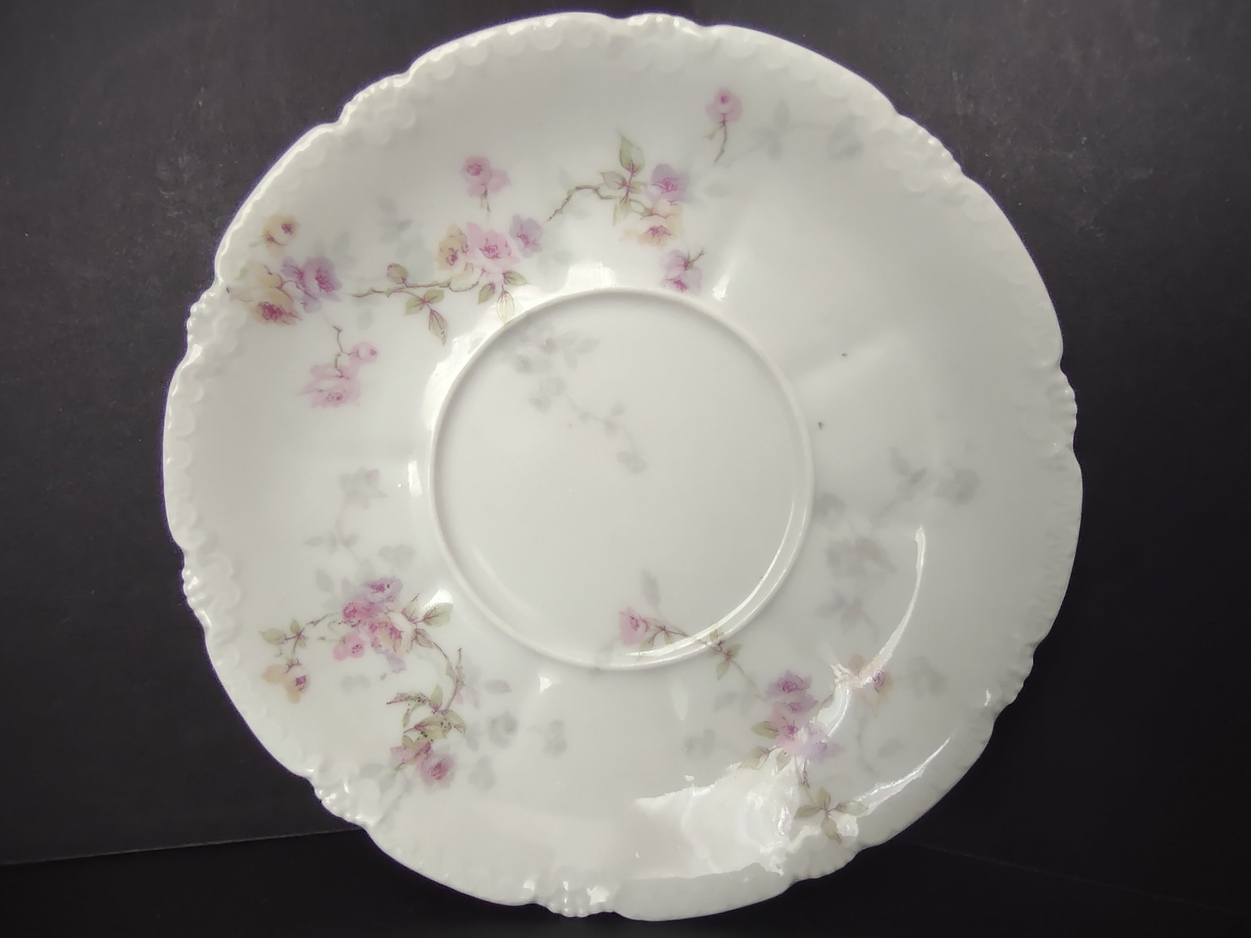 Haviland Limoges Saucer ONLY Pink Purple Yellow Rose (lot 838)