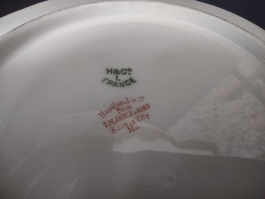 Haviland Limoges Blue Red Flower Luncheon Plate T.M. James & Sons (lot 953)