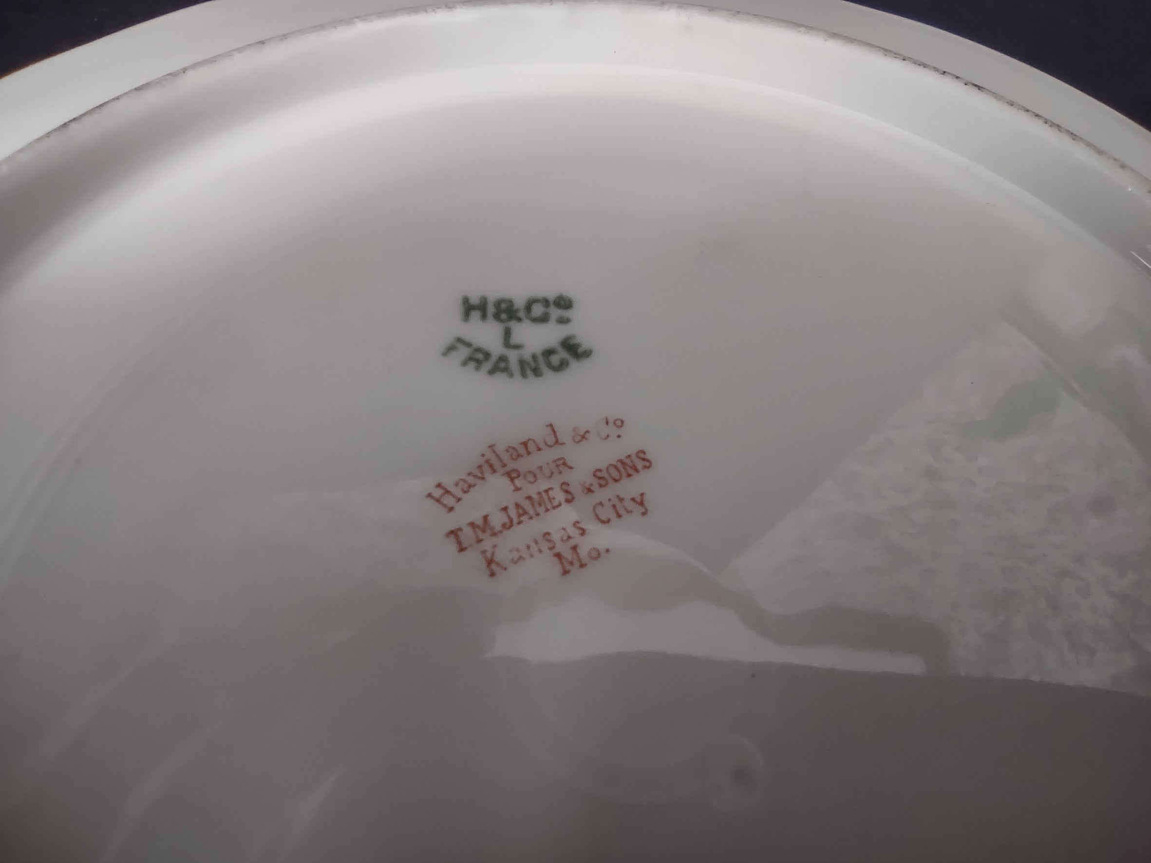 Haviland Limoges Blue Red Flower Luncheon Plate T.M. James & Sons (lot 953)