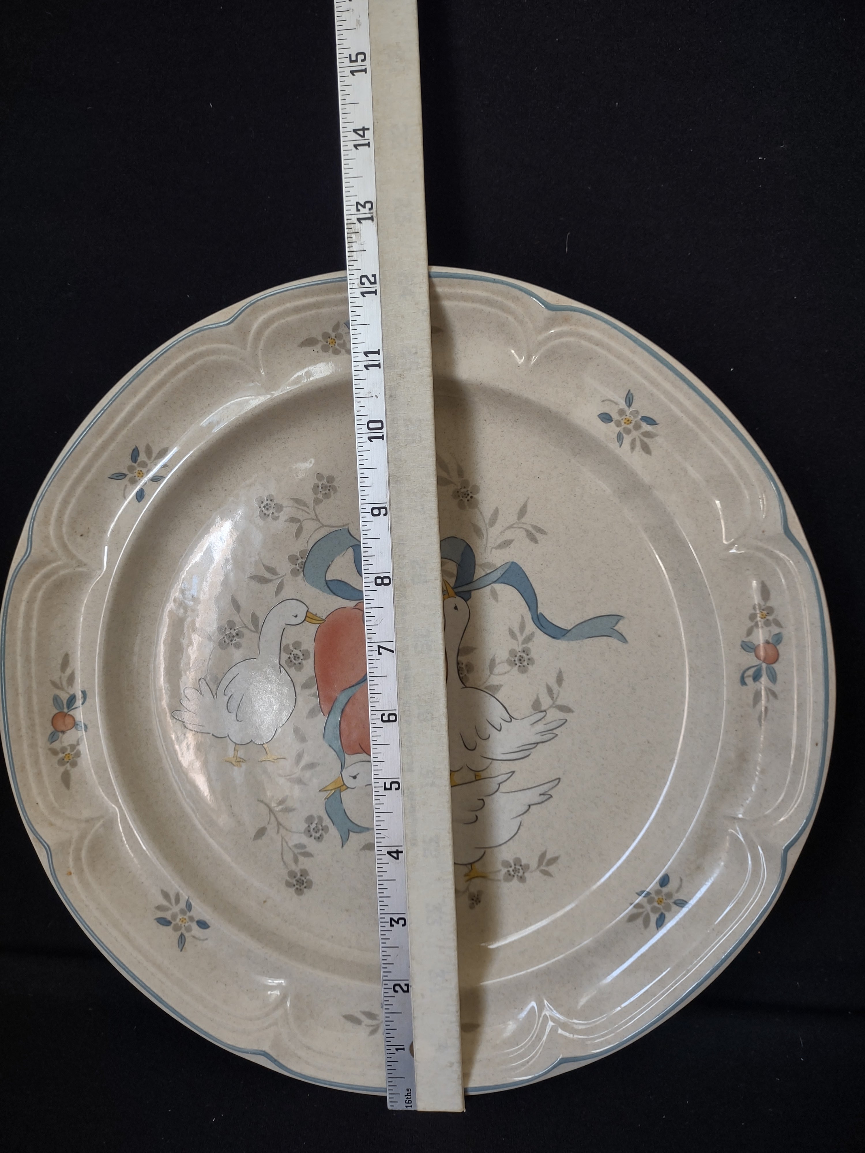 Marmalade Round Serving Plate Platter 12" Geese Apple Duck Ribbon (lot 2796c)