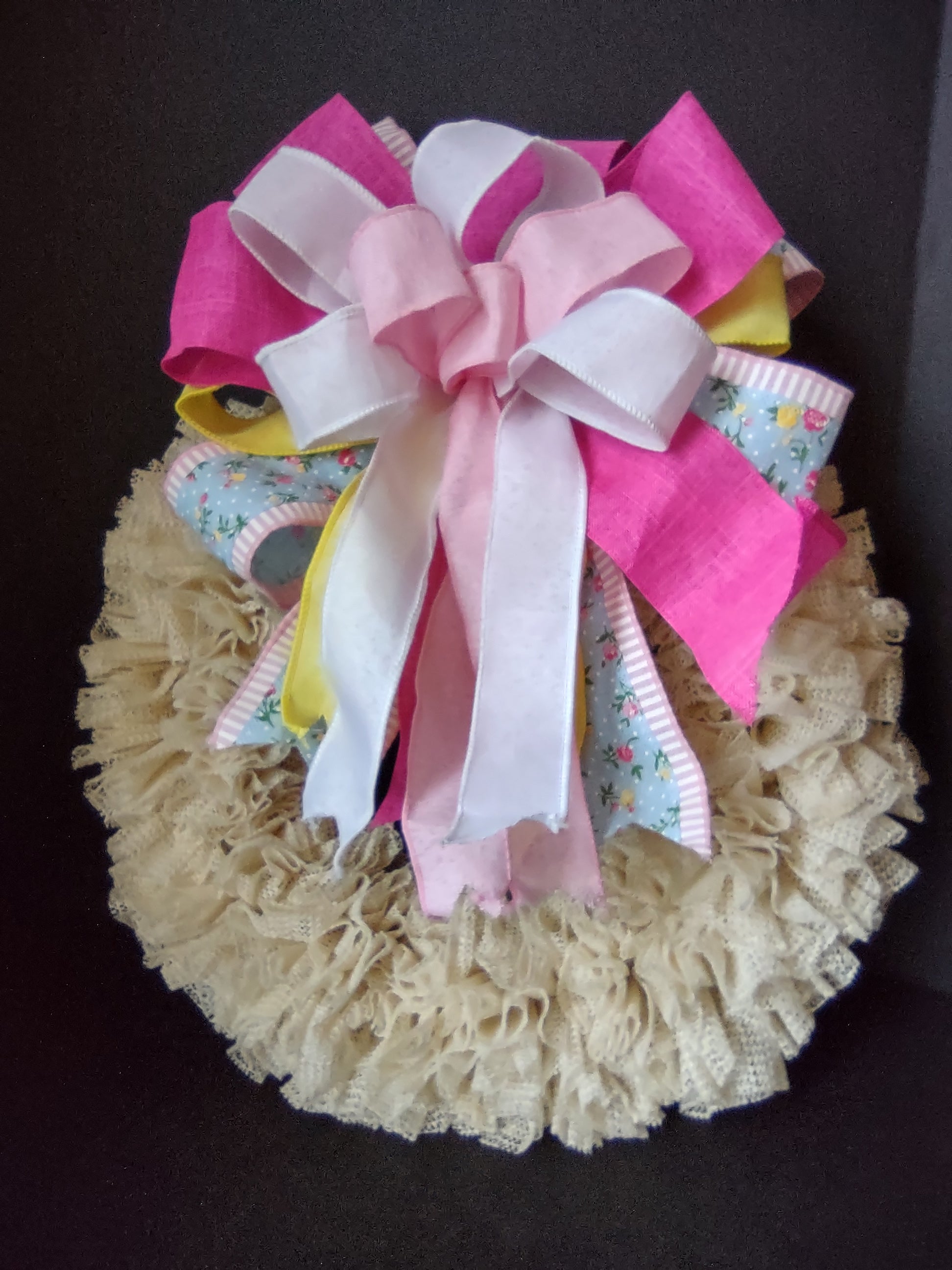 Handmade Easter Colors Spring Wreath Mesh Ribbon 18" (lot 1453)