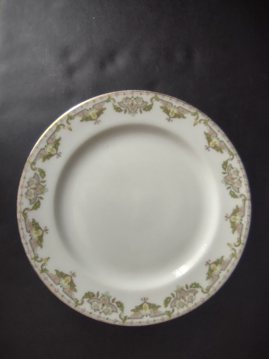 JP (Jean Pouyat) France Dessert Plate Pink Green Yellow (lot 623)