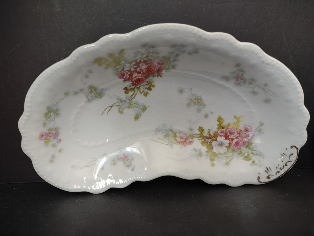Vintage England Bone Side Salad Dish x 3 Roses Cottage Style CRAZING (lot 5667)