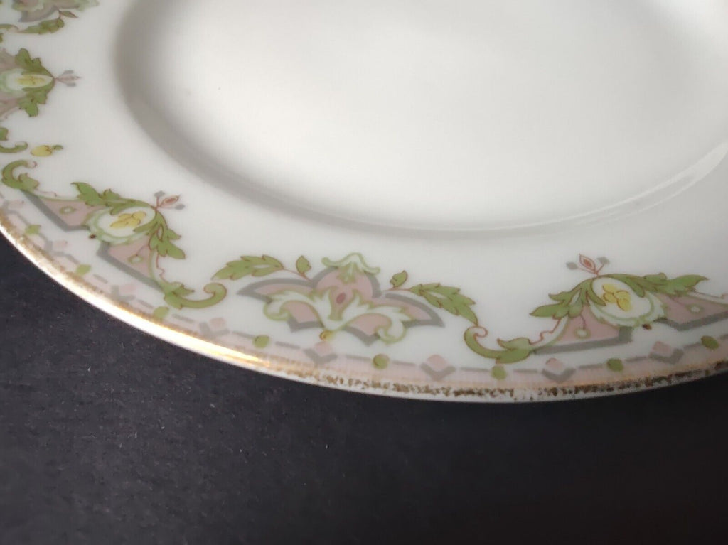 JP (Jean Pouyat) France Dessert Plate Pink Green Yellow (lot 623)