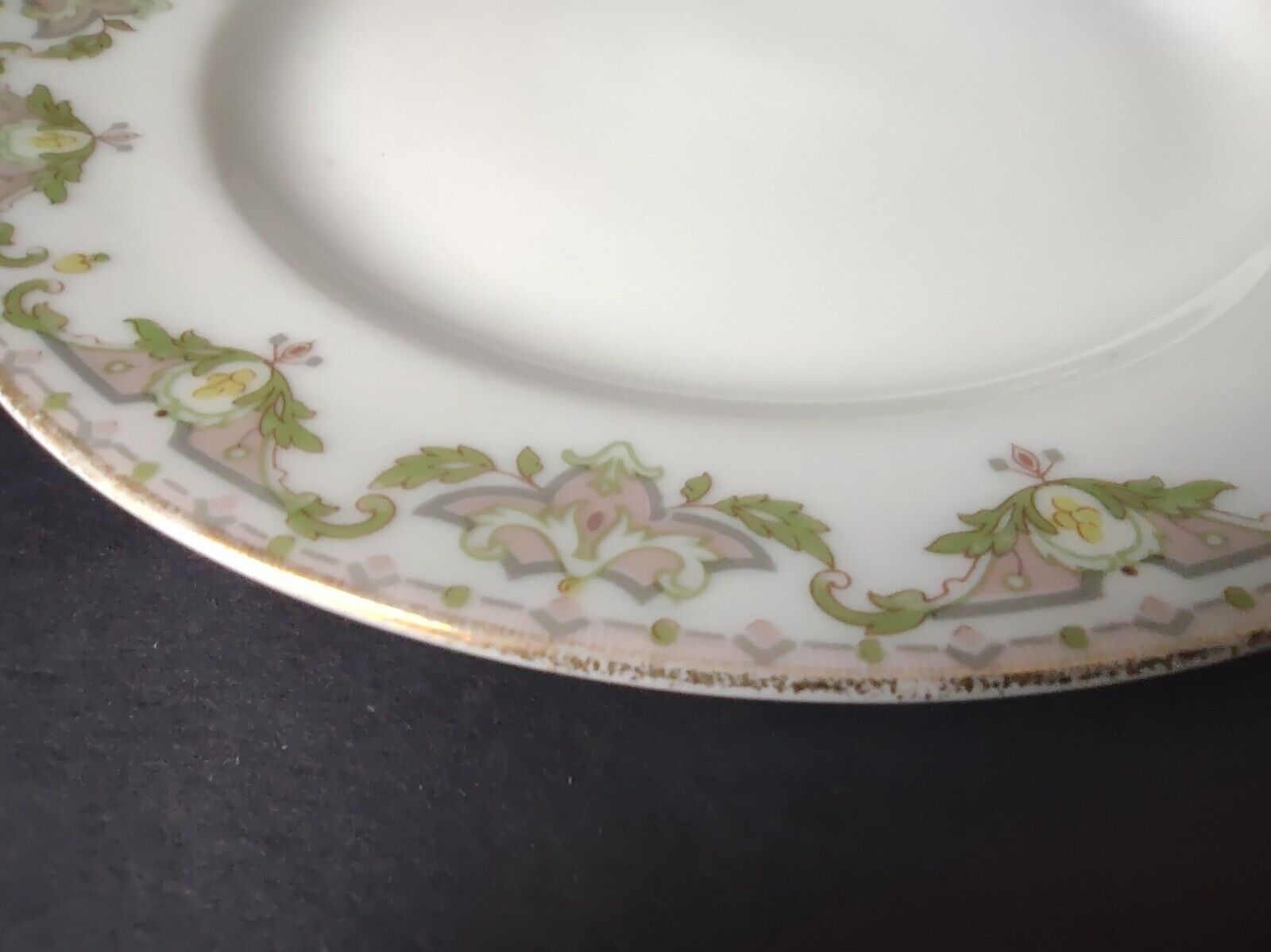 JP (Jean Pouyat) France Dessert Plate Pink Green Yellow (lot 623)