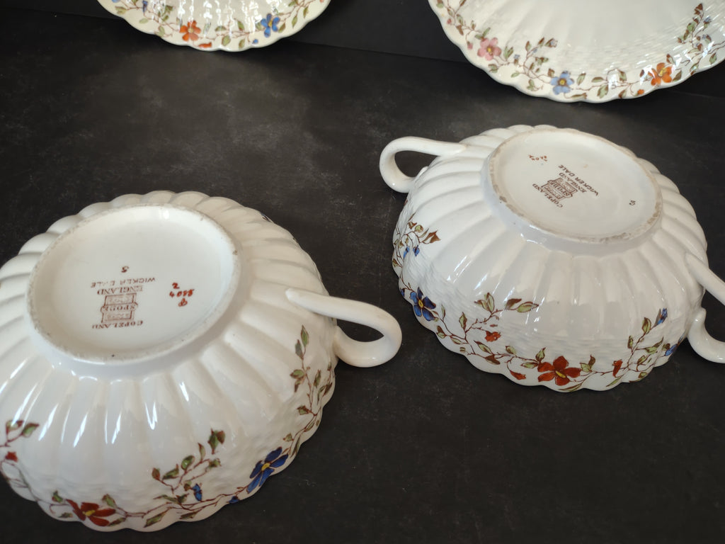 Vintage Spode Cream Soup Cup x 2 Wicker Dale English Countryside (Lot 5771)